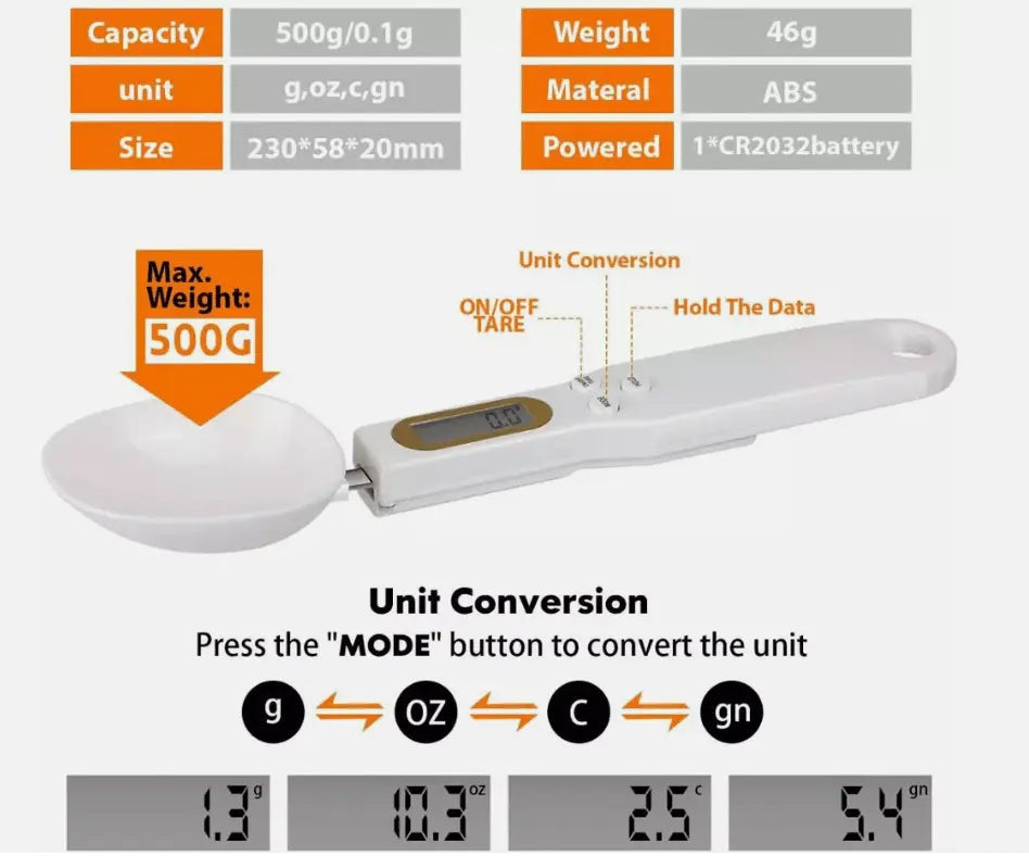 BowLift | Electronic Measuring Spoon with Precision Sensor and Tare Function