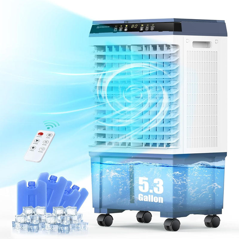 BowLift | Evaporative Cooler 1800CFM Swamp Cooler with 12H Timer, 110° Oscillation Indoor/Outdoor Use