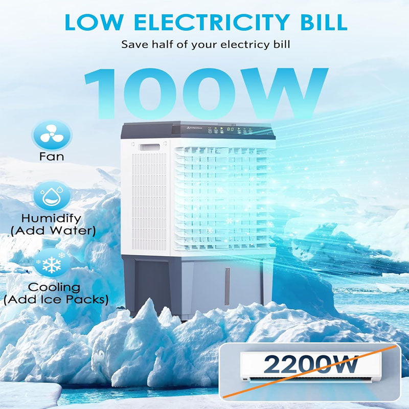 BowLift | Evaporative Cooler 1800CFM Swamp Cooler with 12H Timer, 110° Oscillation Indoor/Outdoor Use
