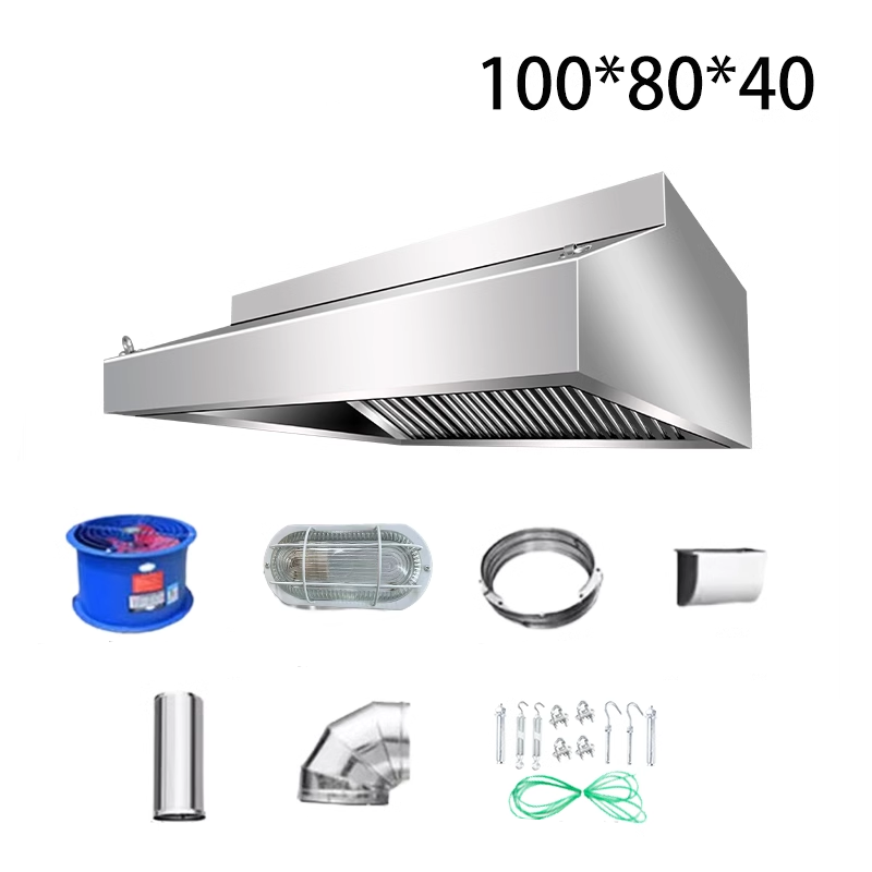 BowLift | Exhaust Hood Commercial Range Hood Thickened Stainless Steel Exhaust Hood Large Suction Fan Canteen Restaurant Kitchen Dedicated
