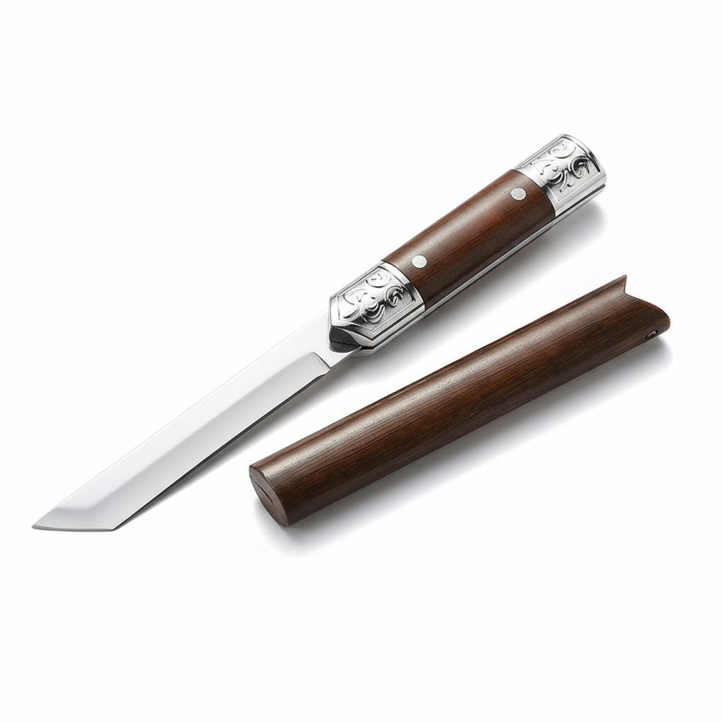 BowLift | Handcrafted Utility Knife | Japanese-Style Geometric Handle | High-Carbon Stainless Steel Blade | >60° Bevel Angle | Precision Culinary Instrument with Reinforced ABS Polymer Grip