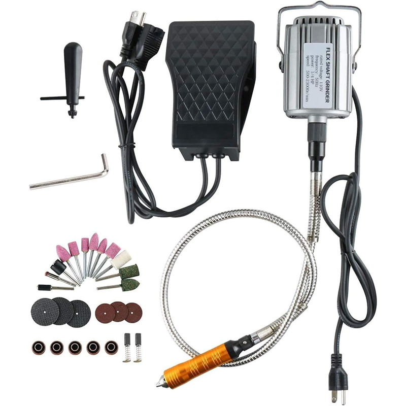 BowLift | Flex Shaft 780W High Power Flexible Shaft Mounted Grinder, 23000 RPM Electric Multi-Purpose Metalworking Tool, 1/4 Inch HP Rotary Tool Repair Kit, Foot Control Metal Flexible Shaft