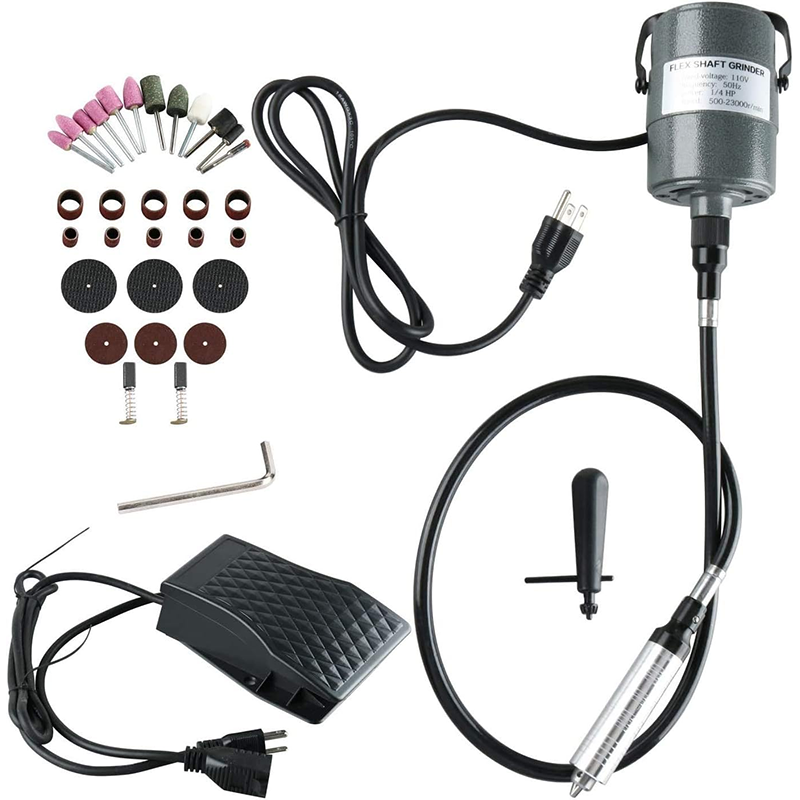 BowLift | 110V 380W Power,Flex Shaft Rotary Tool Flexible Axis Engraving Machine Electric Hanging Grinder, Foot Pedal Control, Multi-Function Engraving, Polishing Tool