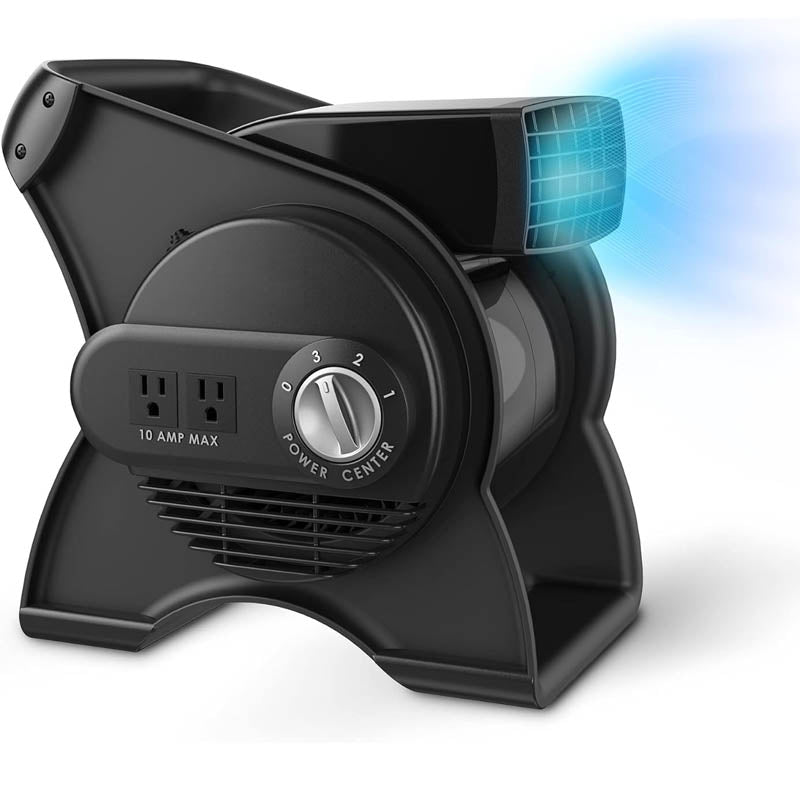 BowLift | 12” Floor Blower 289 CFM High Velocity Floor Blower 3 Speeds, 2 Accessory Outlets 120V, Black