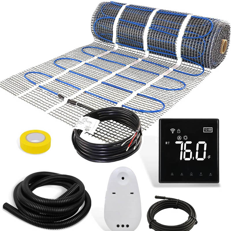 BowLift | 10 Sqft Floor Heating Mat 120 V Electric Radiant Floor Heating System for Under Stone Upgraded Thermostat