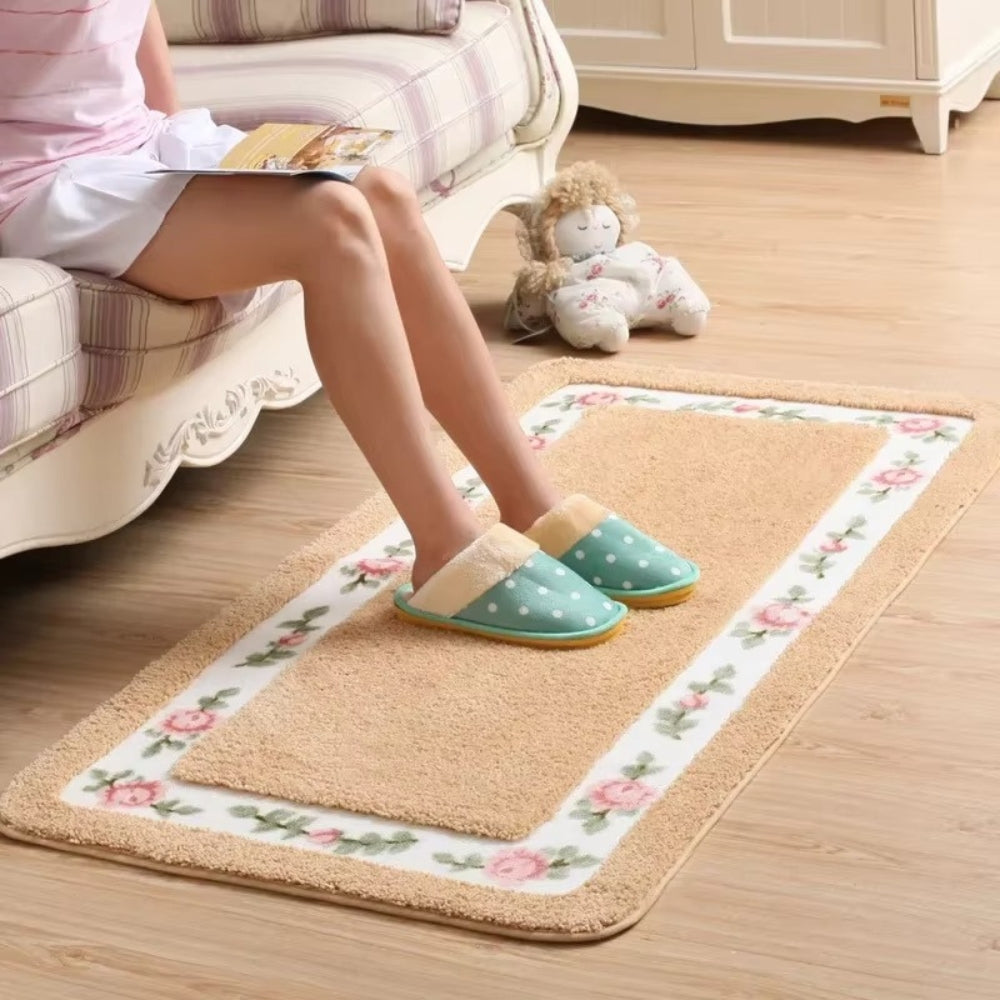 BowLift | Floral Border Absorbent Bath Mat