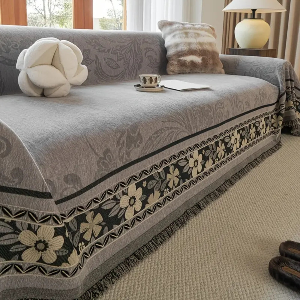 BowLift | Floral Tasseled Boho Sofa Cover