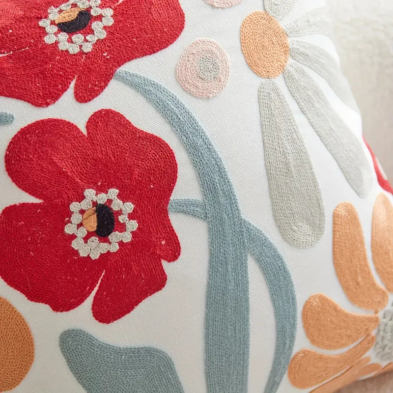 BowLift | Floral Embroidered Cotton Cushion Cover