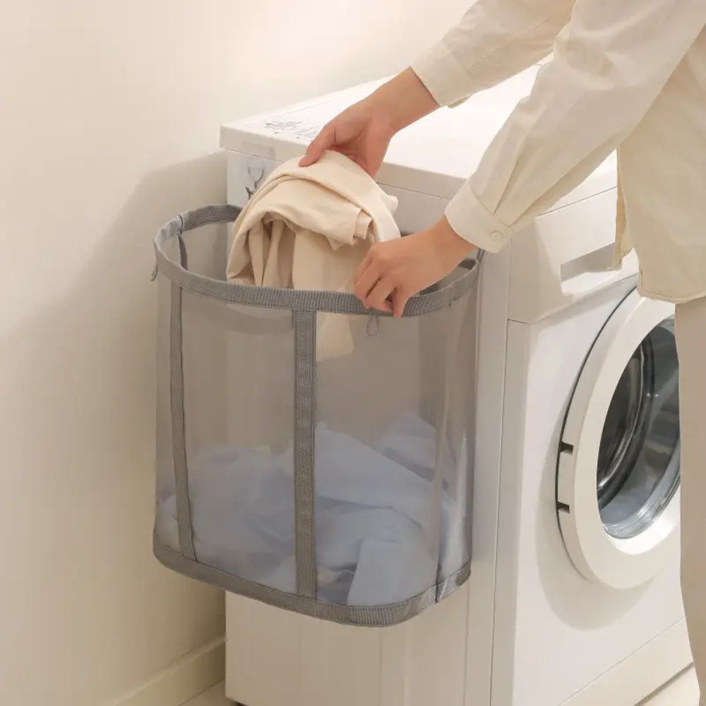 BowLift | Foldable Mesh Laundry Basket with Hanging Loop