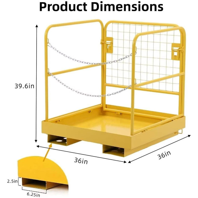 BowLift | Yellow Forklift Safety Cage, Suitable For Aerial Work, Foldable Heavy Duty Steel Forklift Work Platform