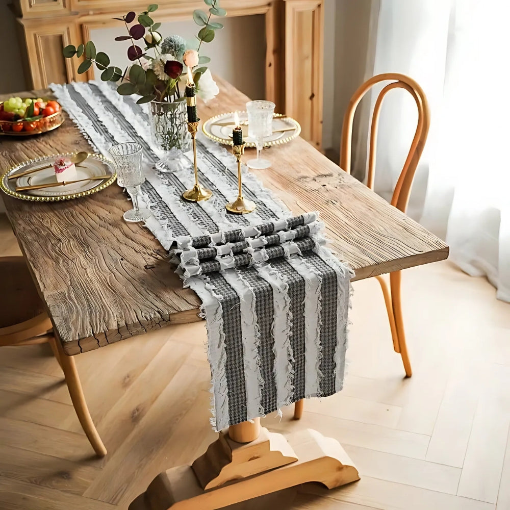 BowLift | Frayed Fabric Strips Table Runner