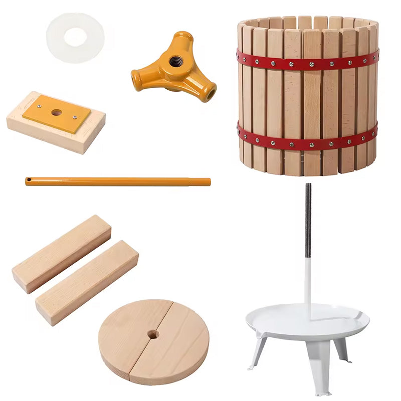 BowLift | 12L 3.2 Gallon Manual Press Household Small Fruit Wine Grape Press Solid Wood Basket Heavy Duty Cider Making