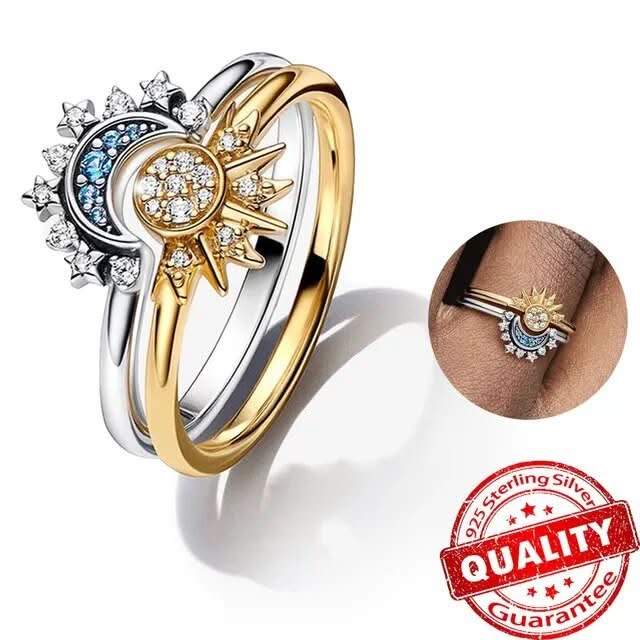 BowLift | Elegant 925 silver ring with moon & sun design