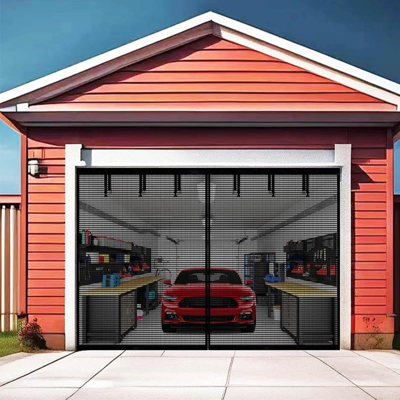 BowLift | 10x8ft Garage Door Screen  for 1 Car Garage with Hook & Loop Tapes, Strips, Doors Screen