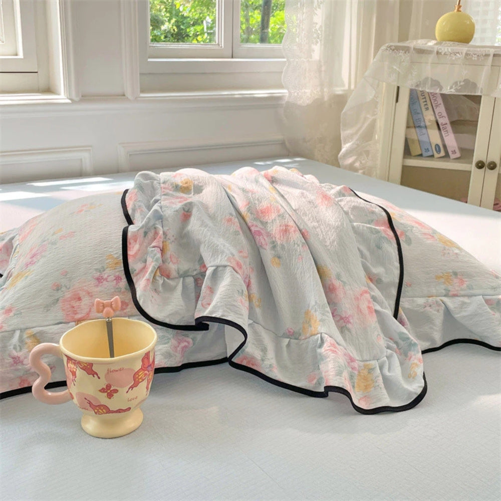 BowLift | Gauze Floral Ruffled Lace Pillowcases