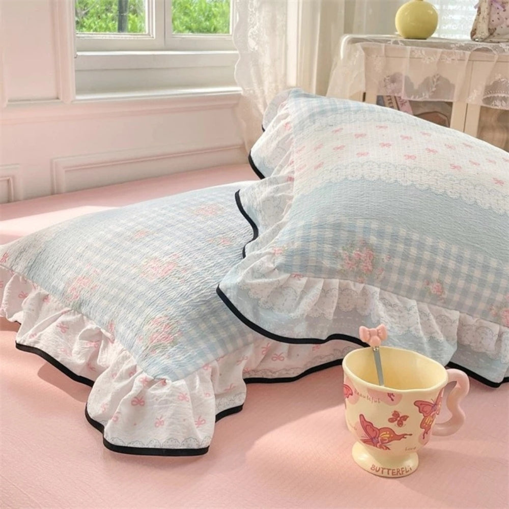 BowLift | Gauze Floral Ruffled Lace Pillowcases