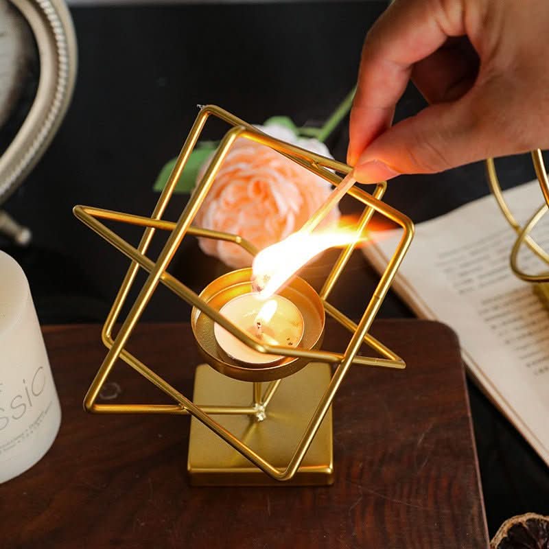 BowLift | Aurelios Golden Candle Holder | Elegant Metal Candle Stand for Living and Dining Table Decoration