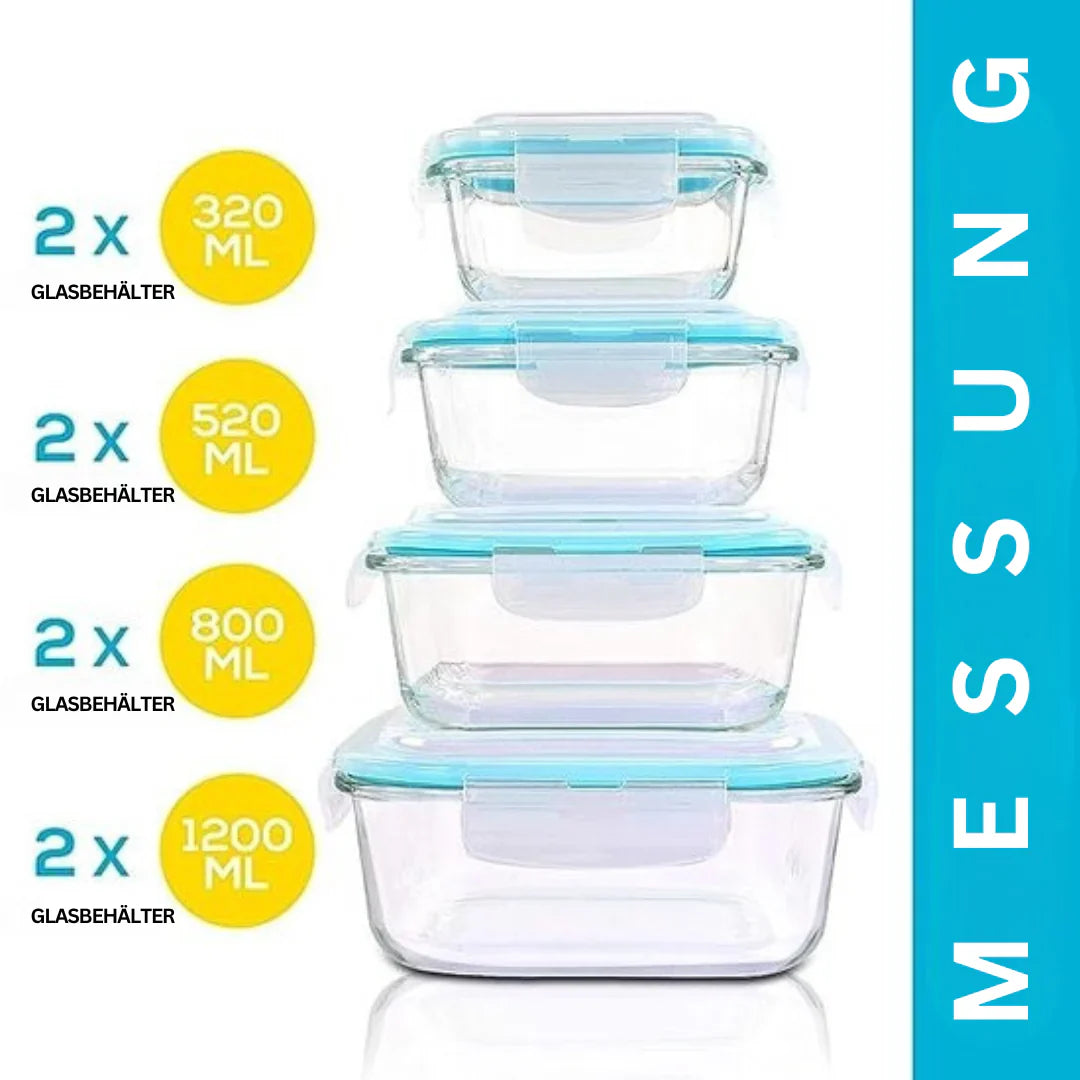 BowLift | Glass Fresh Storage Containers Set – Airtight Storage Containers with Lid for Kitchen & Meal Prep
