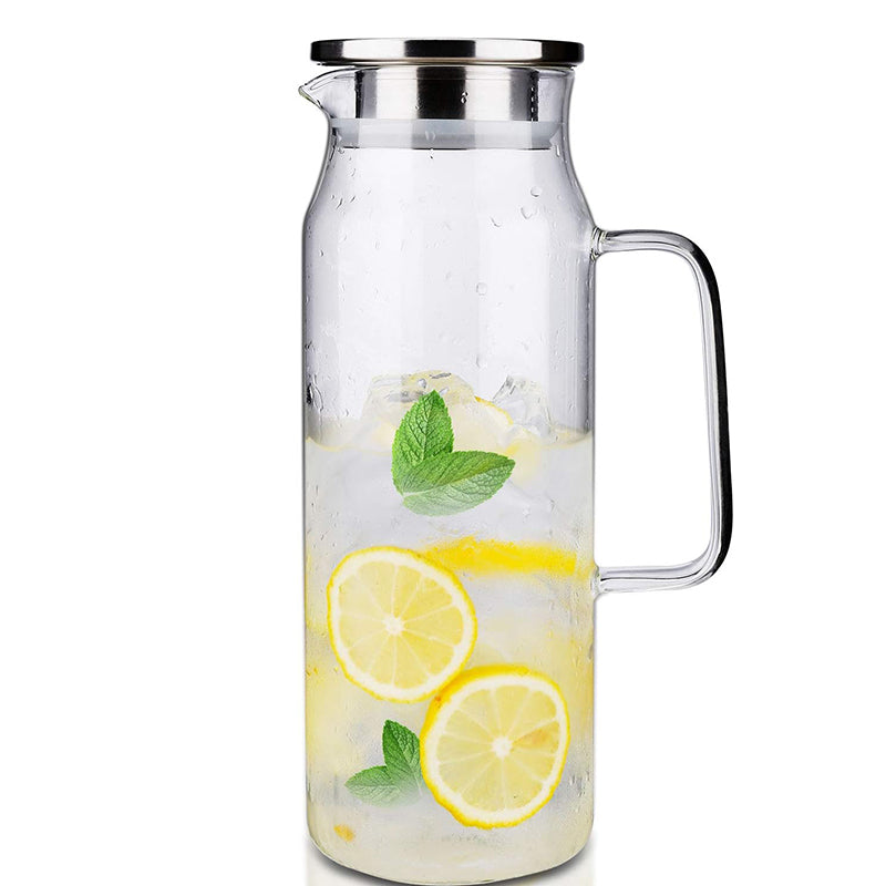 BowLift | 1500ml Water Pitcher Glass Pitcher with Lid and Handle Pitcher for Ice Tea and Homemade Juice Glass Carafe for Hot/Cold Water