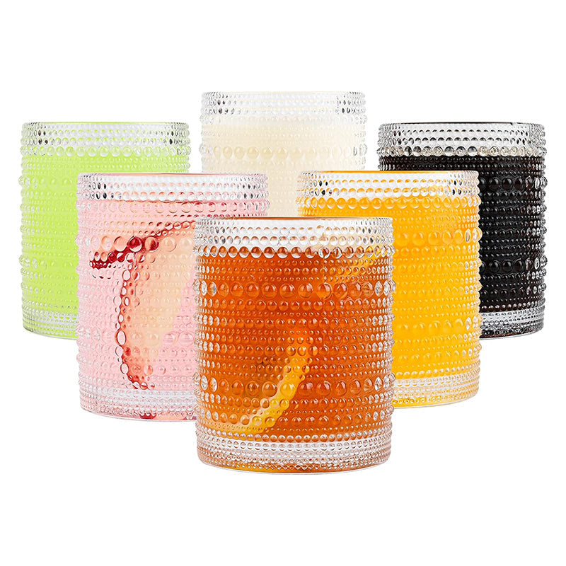 BowLift | 12 oz Hobnail Glass Cups Vintage Glassware Drinking Glasses Set of 6 Clear Water Tumbler for Beer,Cocktail,Whiskey,Juice
