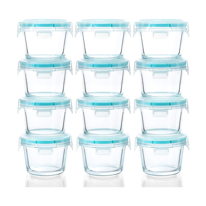 BowLift | 12-Pack, 5oz Mini Glass Food Storage Containers, Small Glass Jars With Locking Lids, Food Containers, Airtight, Freezer, Microwave, Oven & Dishwasher Friendly