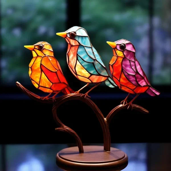 BowLift | Glass Stained Bird Sculpture Ornament