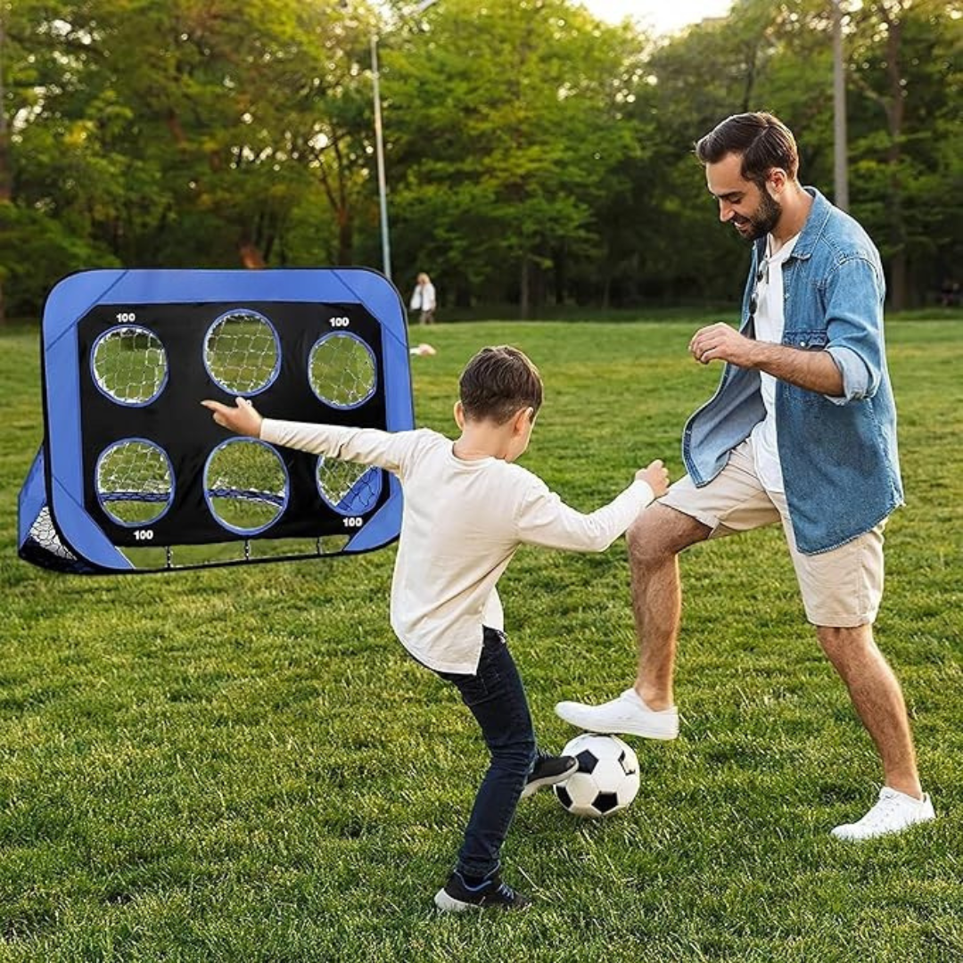 BowLift | PlayMax Foldable Football Goal – Kids 4-in-1 Portable Soccer Net for Training & Outdoor Play