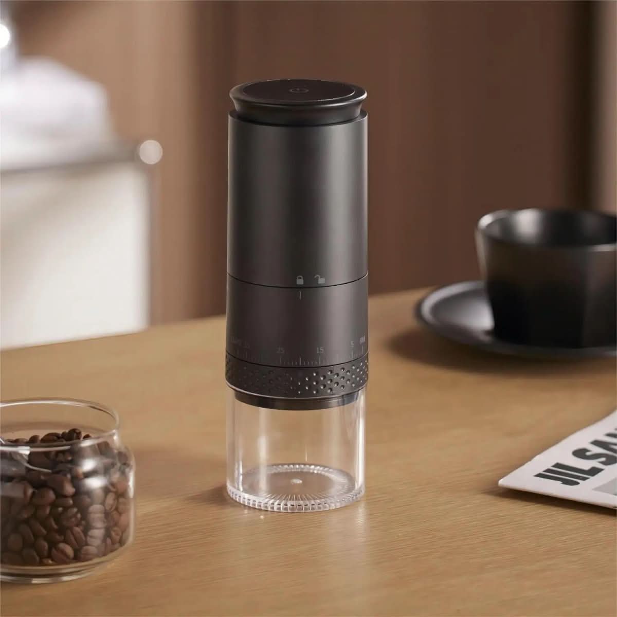 BowLift | Electric coffee grinder with 38 grind settings and USB-C charging function