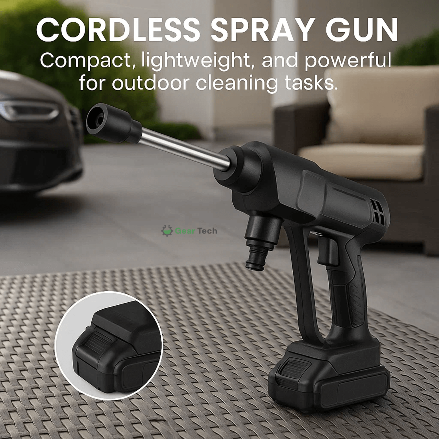 BowLift | Cordless Portable High Pressure Spray Water Gun Set | Ideal for Cleaning Cars, Patios & Garden Furniture