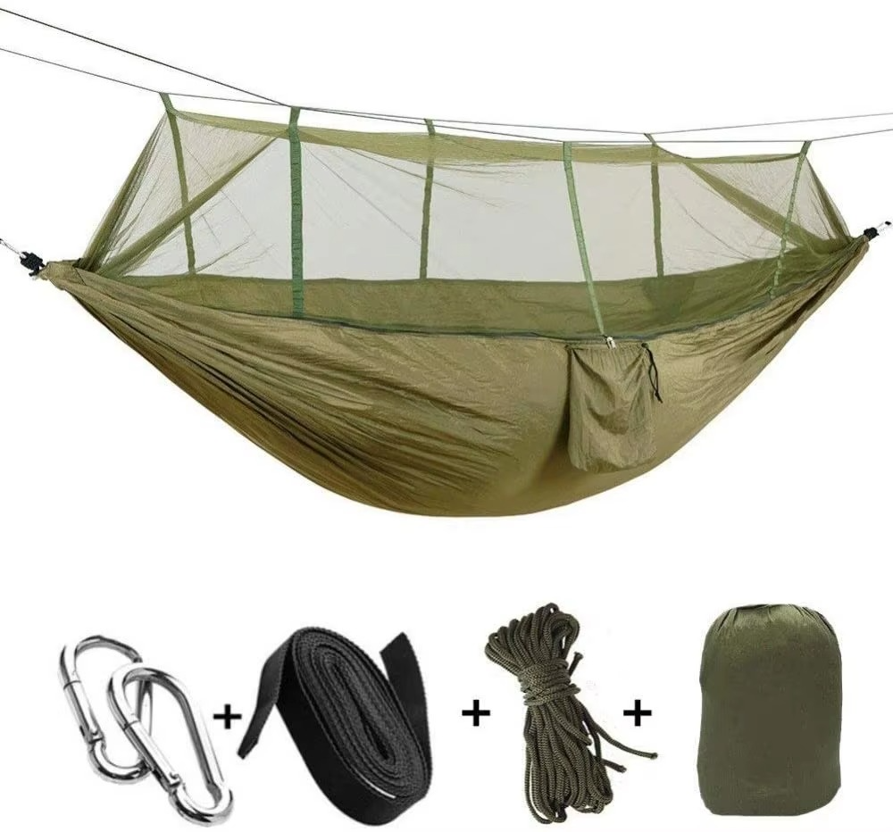 BowLift | 2-Person Outdoor Hammock with Mosquito Net - Portable Parachute Fabric Camping Bed