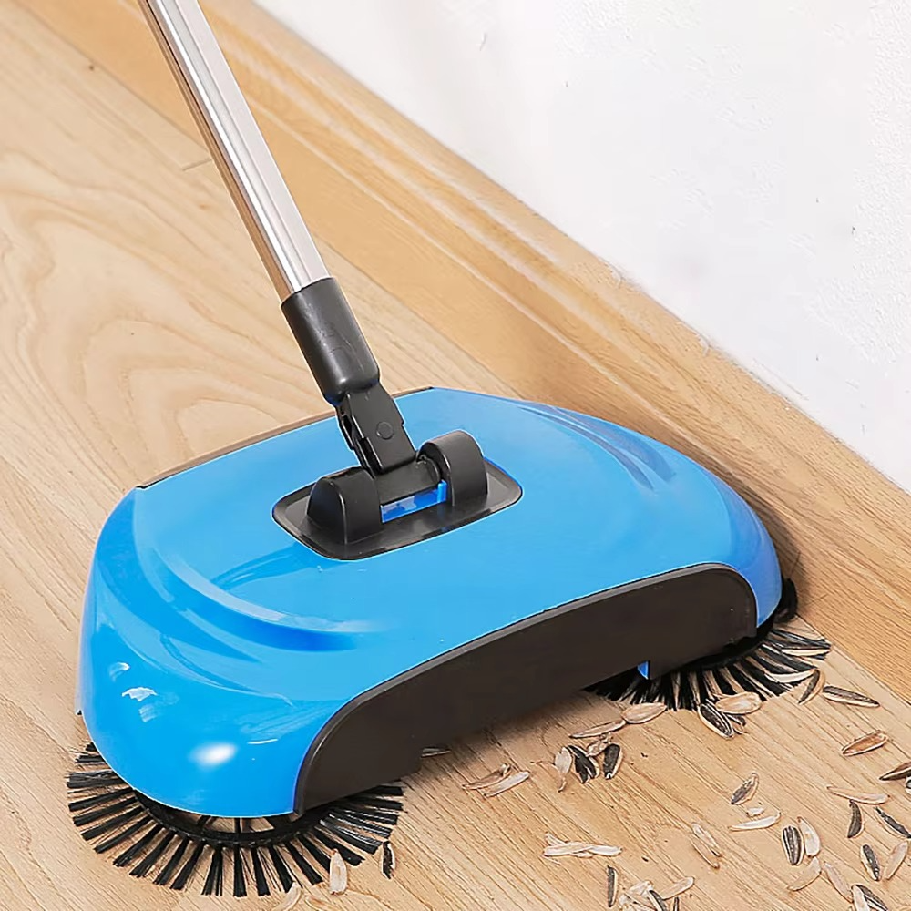 BowLift | 3-in-1 Stainless Steel Push Broom with Dustpan and Scraper for Easy Home Cleaning