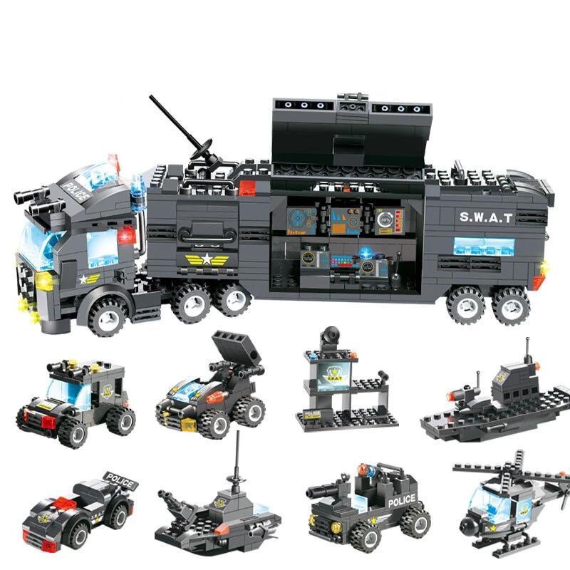 BowLift | 8 IN 1 City Police Truck Station Building Block Series SWAT Toy Gift For Kids