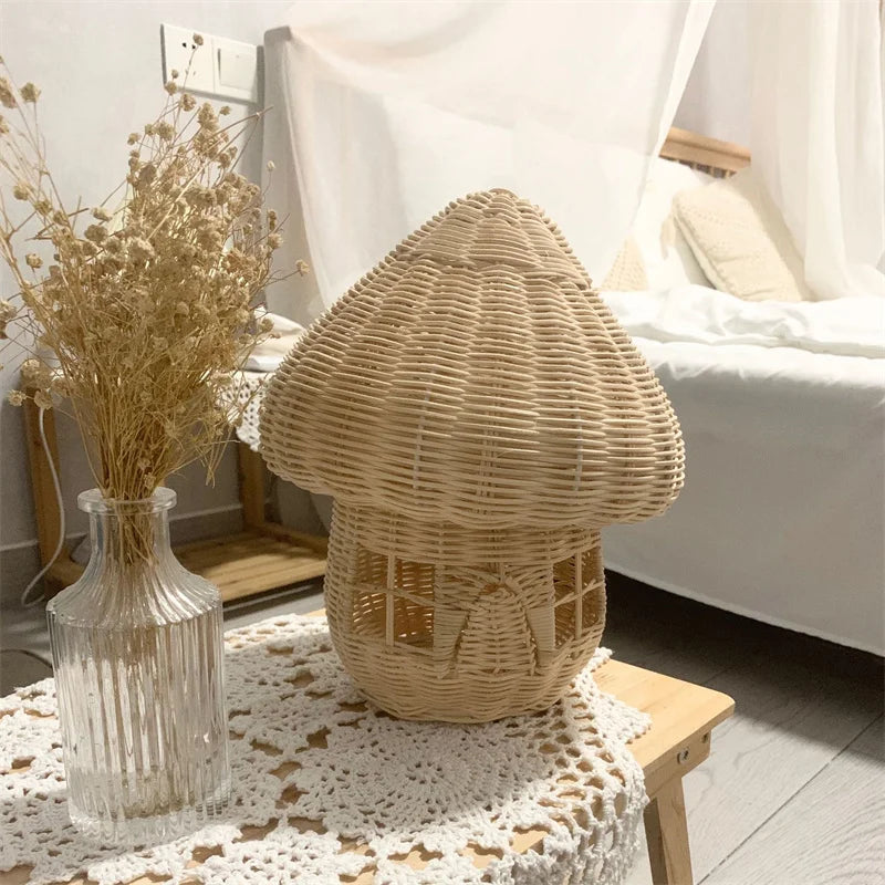 BowLift | Handcrafted Rattan Mushroom House Ornament – Beautiful Woven Decoration for Home