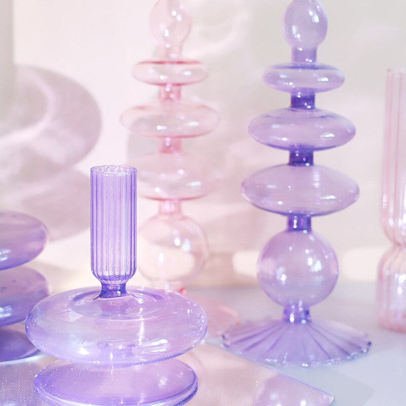 BowLift | Lilac Candle Holder made of Glass