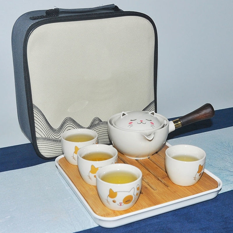 BowLift | Self-Rotating Cute Cat Kung Fu Tea Set