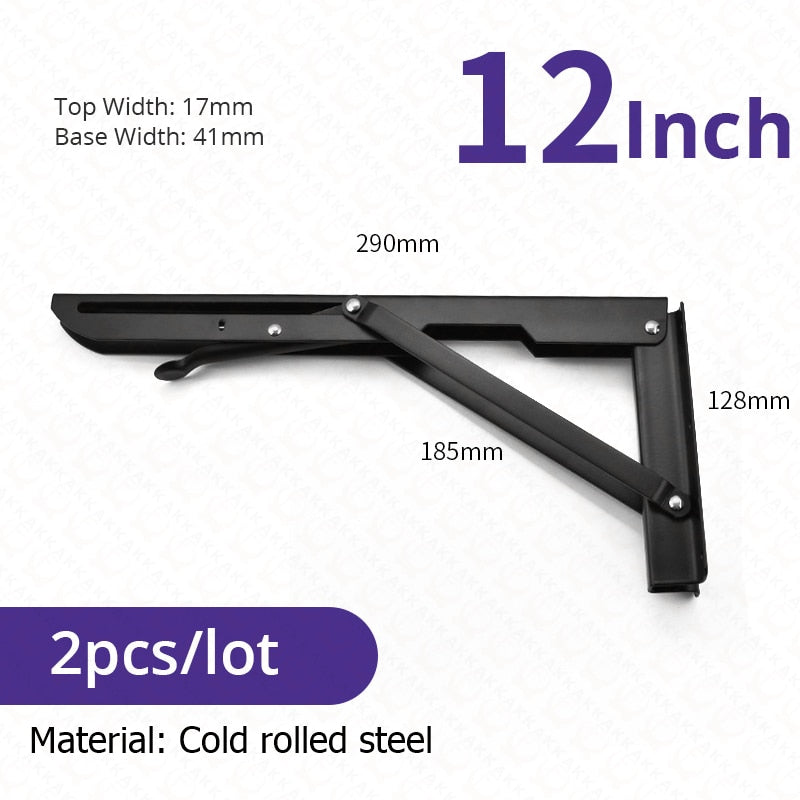 BowLift | 2-piece set collapsible shelf brackets, heavy-duty, made of stainless steel for tables, motorhomes and space-saving