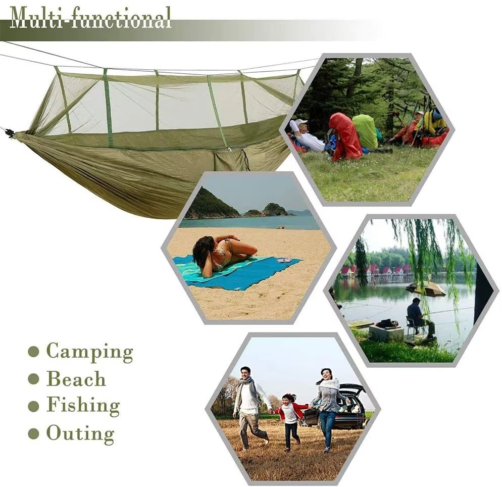 BowLift | 2-Person Outdoor Hammock with Mosquito Net - Portable Parachute Fabric Camping Bed