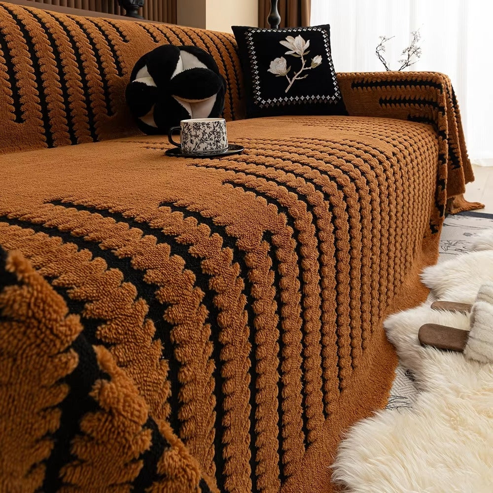 BowLift | Elegant Plush Sofa Cover with Tufted Details
