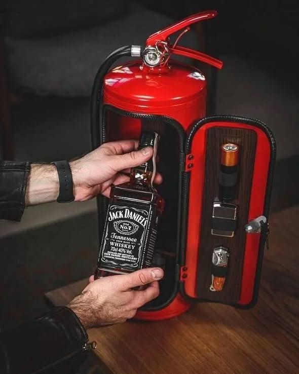 BowLift | Hidden minibar in fire extinguisher design for stylish storage