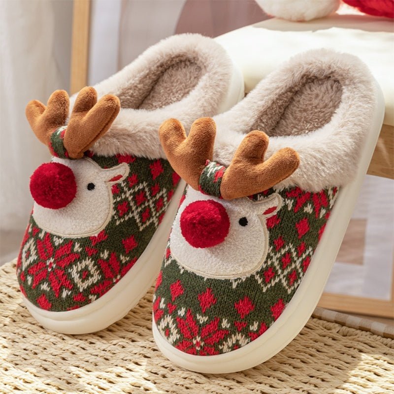 BowLift | Christmas house slippers with embroidered fabric and non-slip sole