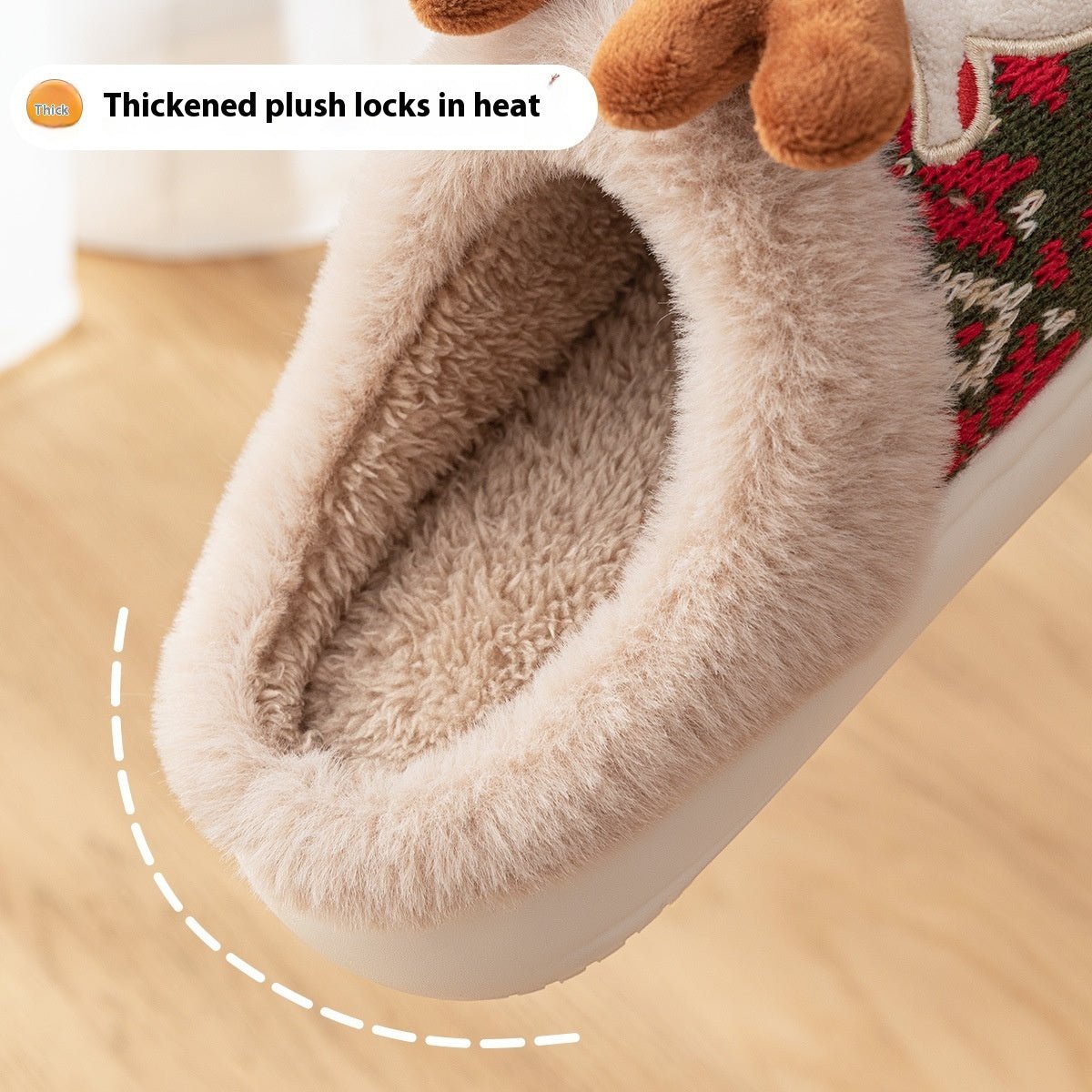 BowLift | Christmas house slippers with embroidered fabric and non-slip sole