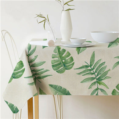 BowLift | Nordic modern linen cotton square green tropical leaf tablecloth cover cloth
