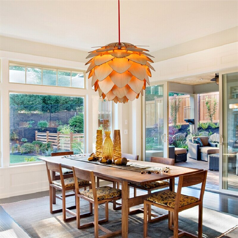 BowLift | Handcrafted Wooden Pine Cone Pendant Light