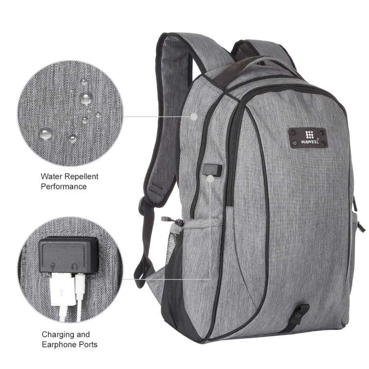 BowLift | HAWEEL Outdoor Portable Canvas Double Shoulder Laptop Backpack (Gray)