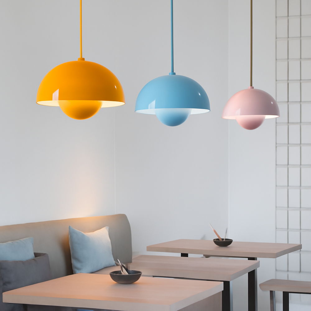 BowLift | Half-Circle Colourful Chandelier – Modern Scandinavian Ceiling Light for Dining, Living & Office