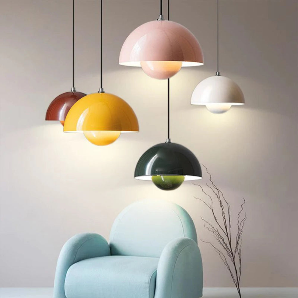 BowLift | Half-Circle Colourful Chandelier – Modern Scandinavian Ceiling Light for Dining, Living & Office
