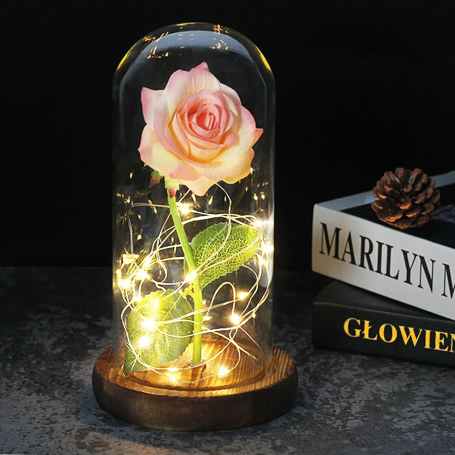 BowLift | Eternal Rose in Glass Dome | Handpicked, LED Lit & Ideal for Romantic Gifts and Home Decor