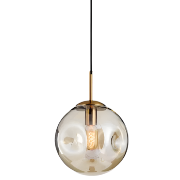 BowLift | Glass Spherical Pendant Light Fixture - Modern Hanging Lamp for Kitchen, Dining Room & Living Spaces