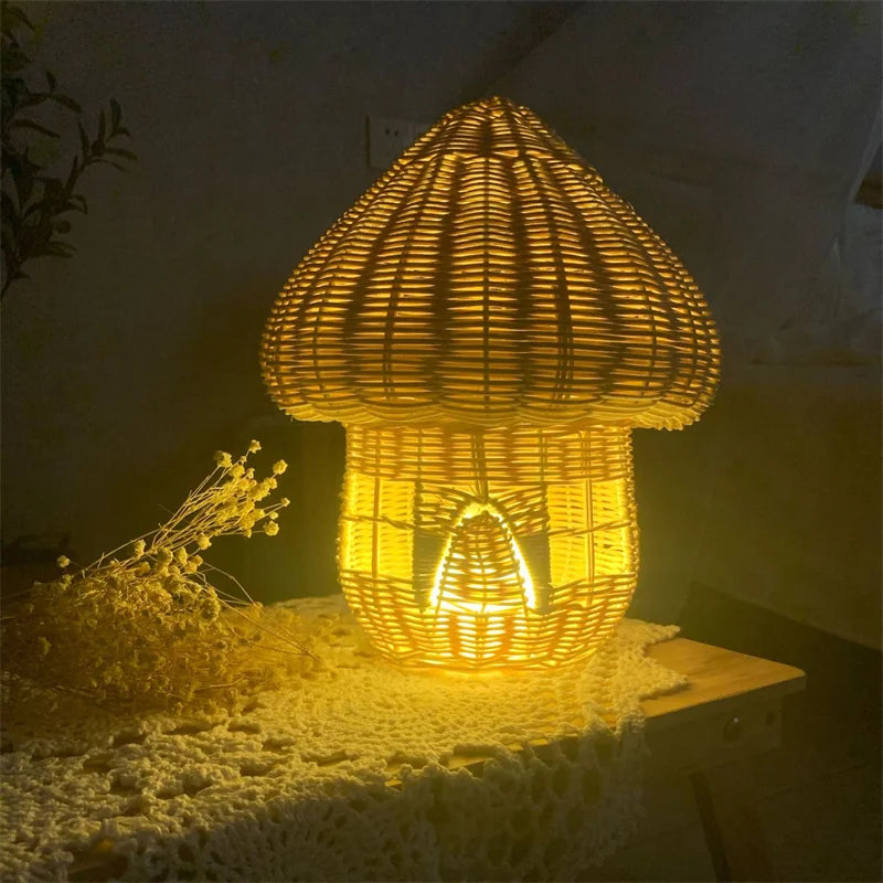 BowLift | Handcrafted Rattan Mushroom House Ornament – Beautiful Woven Decoration for Home