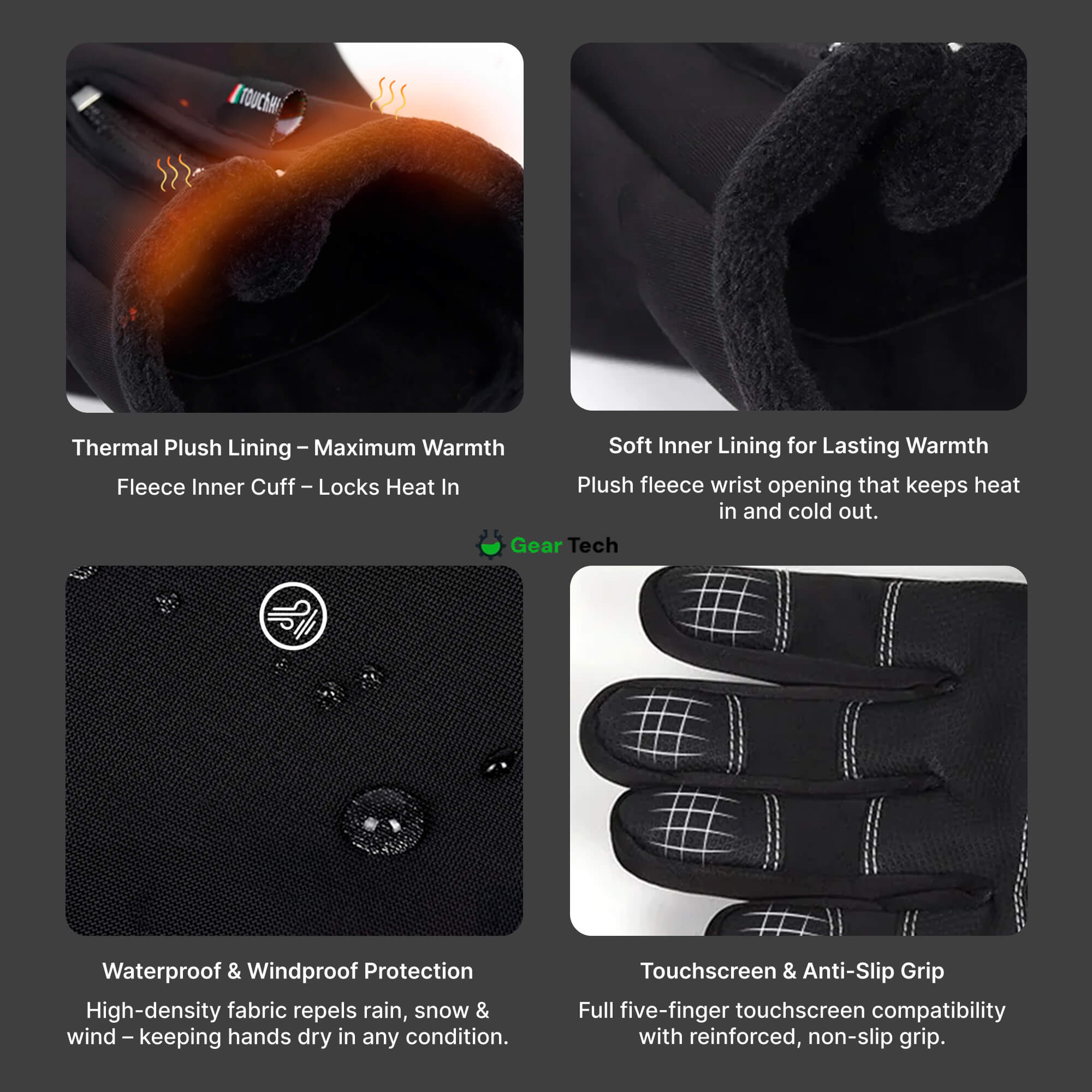 BowLift | Heated Gloves for Men UK – Thermal Waterproof Winter Gloves with Heating & Touchscreen Grip